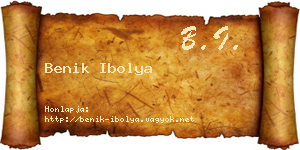 Benik Ibolya névjegykártya